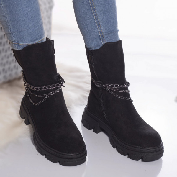 Casual μπότες bibiana eco leather ελαφρώς παραγεμισμένες μαύρες