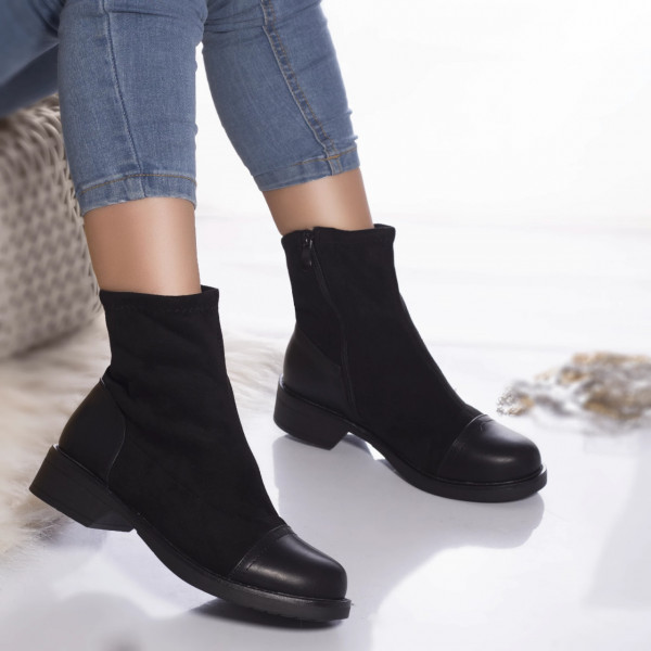 Casual μπότες noberta eco leather ελαφρώς παραγεμισμένες μαύρες