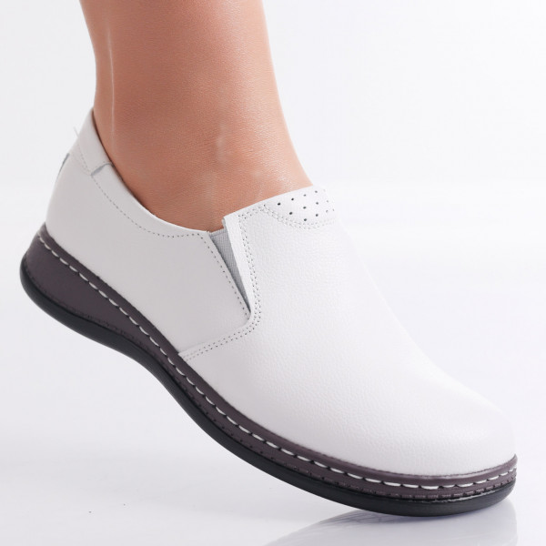 Deborah Ladies' Casual White Natural Leather Shoes