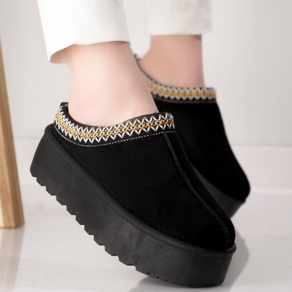 Ladies' Black Ivory Upholstered Moccasins