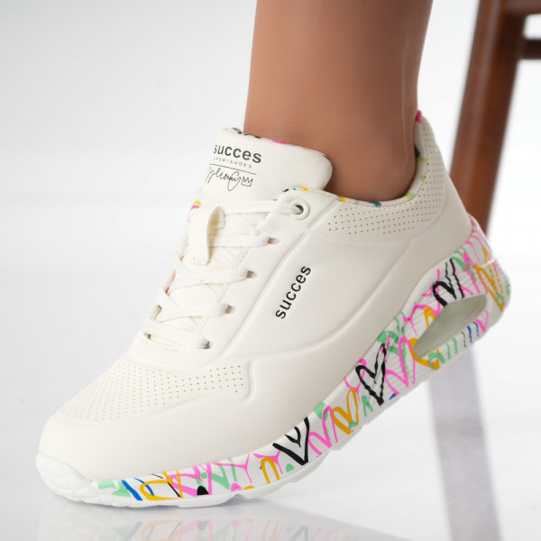 Ladies' White Organic Leather Sneakers Morena