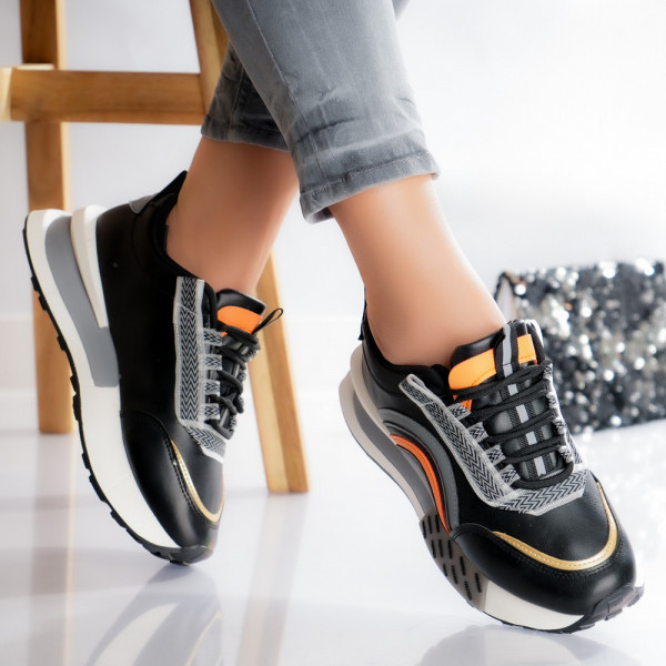 Ladiva γυναικεία μαύρα αθλητικά παπούτσια από οργανικό δέρμα