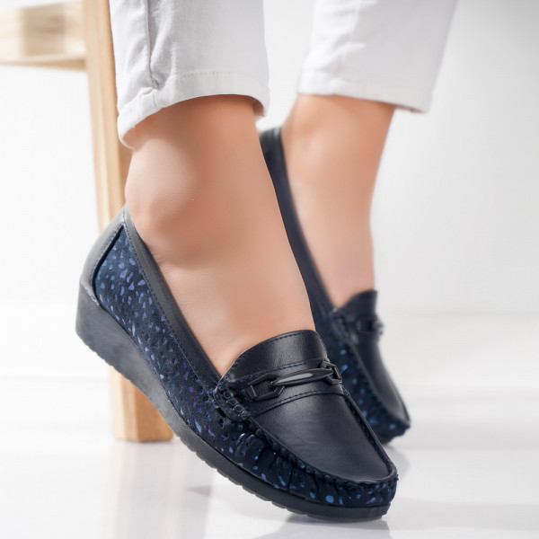 Muca γυναικεία οικολογικά δερμάτινα παπούτσια Casual σε Ναυτικό Μπλε