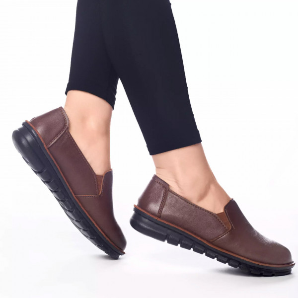 Pantofi casual yeseny maro piele ecologica