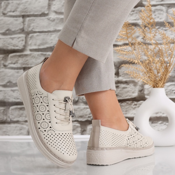 Pantofi dama casual Bej din Piele Ecologica Laroya