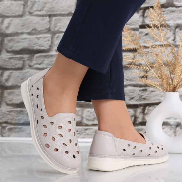 Pantofi dama casual bej piele ecologica poilo