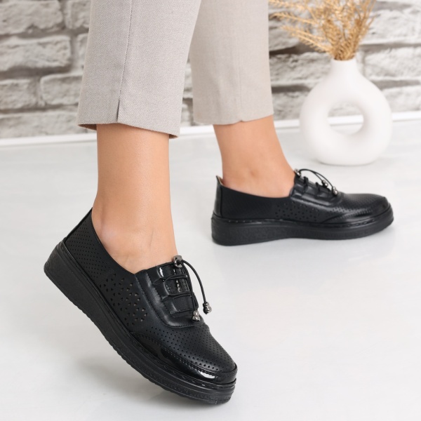 Pantofi dama casual Negri din Piele Ecologica Ascan