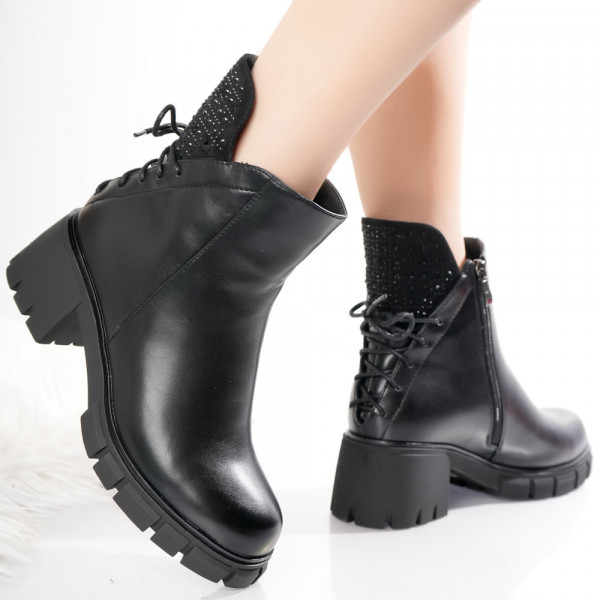 Rivos Μαύρες γυναικείες μπότες από βιολογικό δέρμα