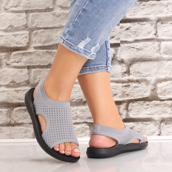 Sandale dama Fara toc Gri din Textil Estella