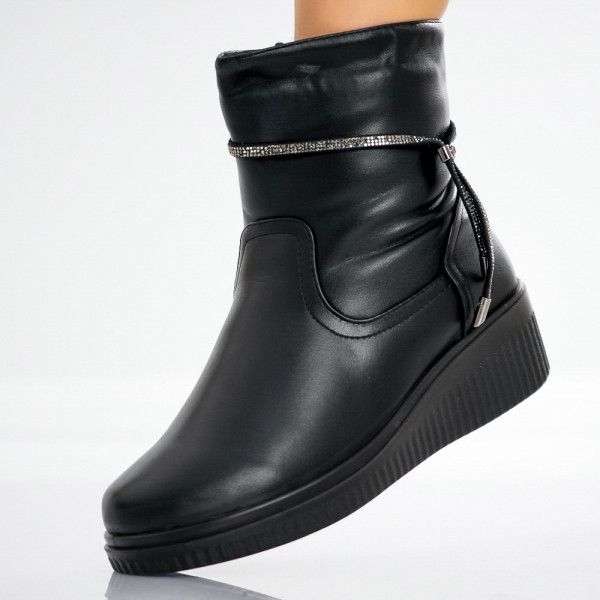 Titiana Μαύρες γυναικείες μπότες από βιολογικό δέρμα