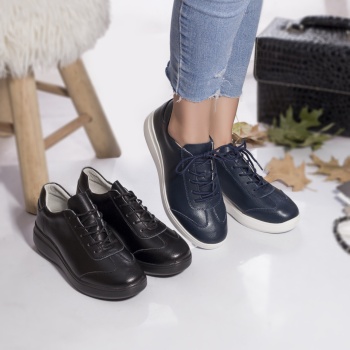 Γυναικεία αθλητικά παπούτσια gladys navy blue φυσικό δέρμα - Img 2