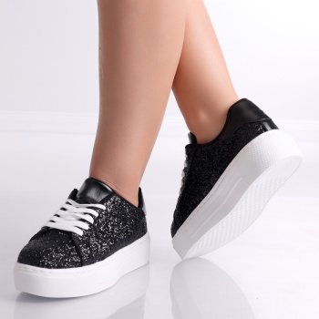 Γυναικεία μαύρα sneakers από την Textil Saders - Img 4