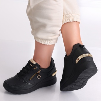 Γυναικεία sneakers με πλατφόρμα Μαύρα σε Solita Eco Leather - Img 4