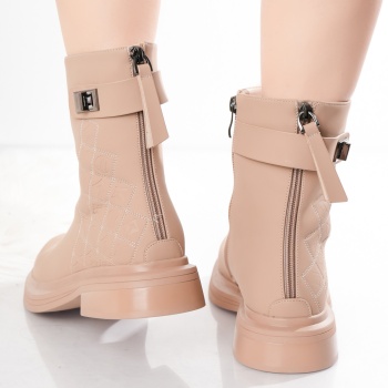 Μπότες από βιολογικό δέρμα Malina Khaki Ladies' Boots - Img 4