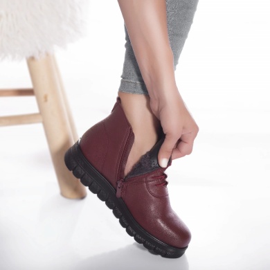 Μπότες χωρίς θήκη από διακοσμημένο eco leather μπορντό - Img 3