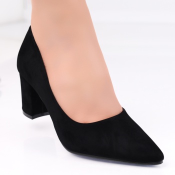 Alazne Ladies Μαύρο Eco Leather Παπούτσια με τακούνι - Img 2