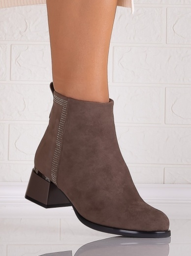 Botine Dama Imblanite Taupe din Piele Ecologica Intoarsa Manila - Img 4