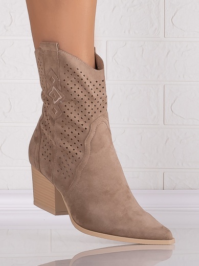 Botine dama Khaki din Piele Ecologica Intoarsa Jure - Img 3