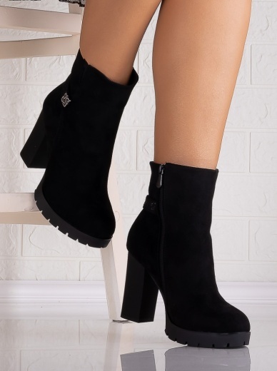 Botine Dama Negre din Piele Ecologica Intoarsa Juvelia - Img 2