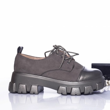 Casual παπούτσια dida velvet και eco-leather gunmetal - Img 2
