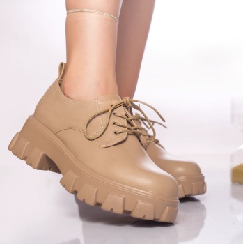 Casual παπούτσια elaine eco leather μπεζ - Img 2