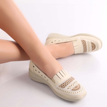 Dameo γυναικεία μπεζ Eco Leather Casual παπούτσια - Img 6