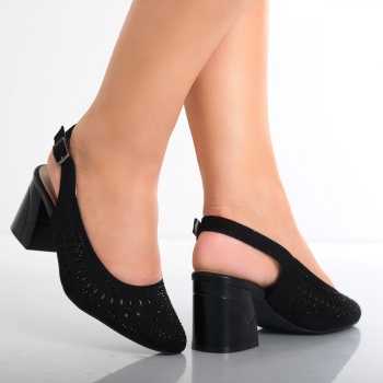 Deni Ladies Μαύρο Eco Leather Παπούτσια με τακούνι - Img 3