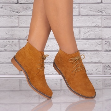 Ghete dama Camel din Piele Ecologica Intoarsa Rasina