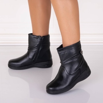 Ghete Dama Imblanite Negre din Piele Ecologica Anicuta