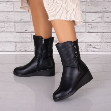 Ghete Dama Imblanite Negre din Piele Ecologica Beres