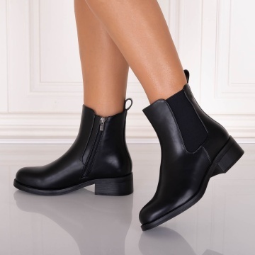 Ghete dama Imblanite Negre din Piele Ecologica Vilma