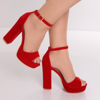 Jadoli Ladies Κόκκινα Eco Leather Σανδάλια με τακούνι - Img 7