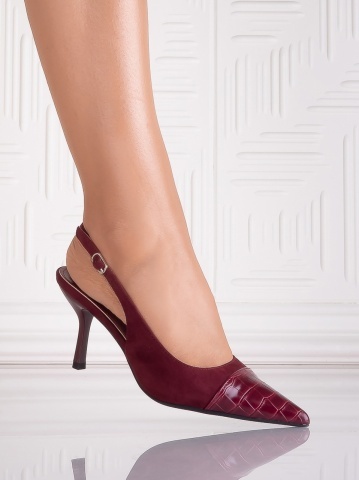 Pantofi dama Bordo din Piele Ecologica Intoarsa Zelya