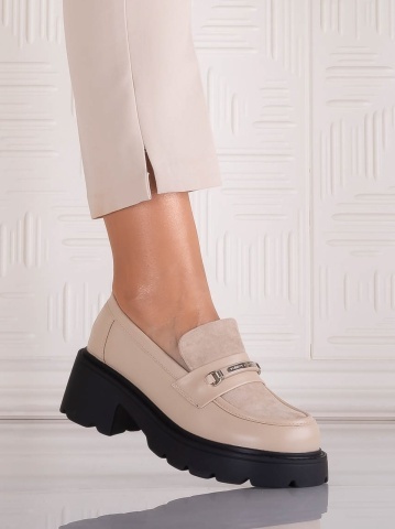 Pantofi dama casual Bej din Piele Ecologica Catilea