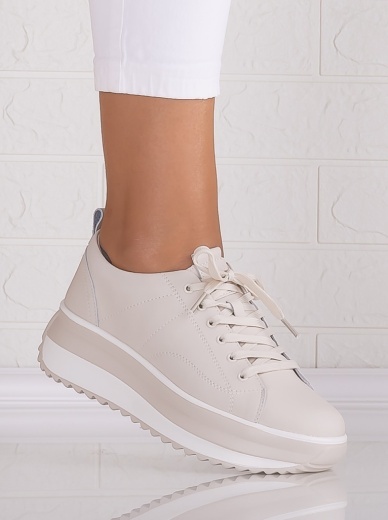 Pantofi dama casual Bej din Piele Naturala Shula
