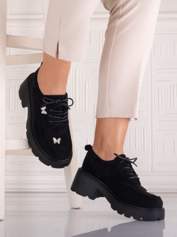 Pantofi dama casual Negri din Piele Ecologica Intoarsa govri