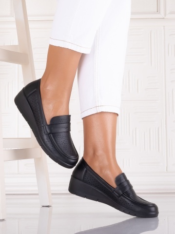 Pantofi dama casual Negri din Piele Ecologica Tenela