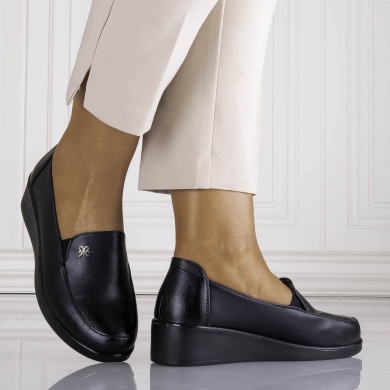 Pantofi dama cu platforma Negri din Piele Ecologica Aosima - Img 4