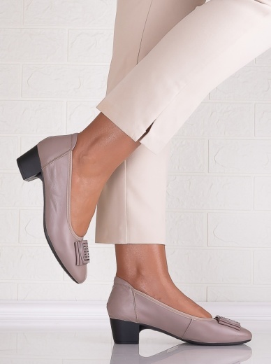 Pantofi dama cu toc Khaki din Piele Naturala Alimira - Img 4