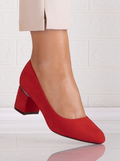 Pantofi dama cu toc Rosii din Piele Ecologica Intoarsa Loreya - Img 2