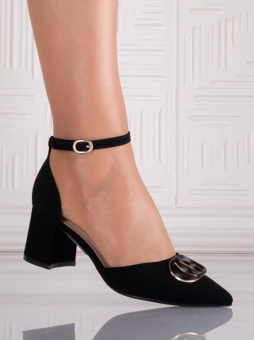 Pantofi dama Negri din Piele Ecologica Intoarsa Alamia