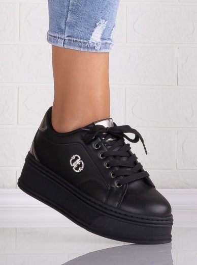 Sneakers dama cu platforma Negri din Piele Ecologica Zenda - Img 2