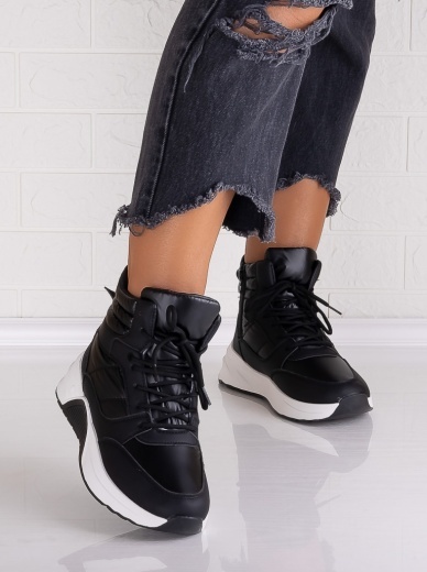 Sneakers dama Imblaniti Negri din Piele Eco,si fas Miracla - Img 5