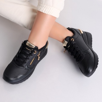 Γυναικεία sneakers με πλατφόρμα Μαύρα σε Solita Eco Leather - Img 5
