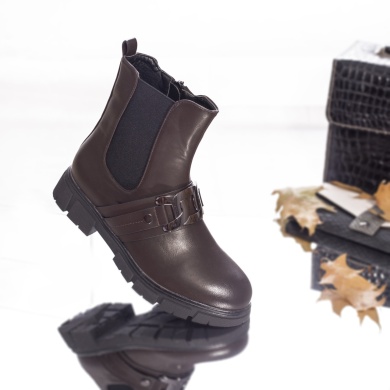 Γυναικείες μπότες eco leather padded jordan καφέ - Img 4
