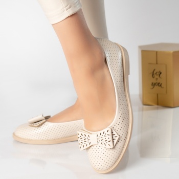 Κυρίες μπαλαρίνες μπεζ eco leather carmen