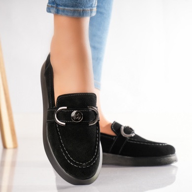 Κυρίες Casual Μαύρο Φυσικό Δέρμα Γυρισμένο Emma Παπούτσια - Img 2