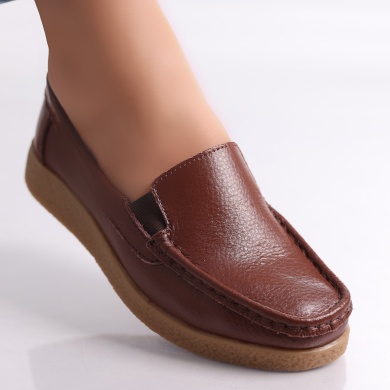 Κυρίες casual παπούτσια Brown φυσικό δέρμα Danina - Img 2