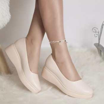 Παπούτσια πλατφόρμας amalya μπεζ eco leather