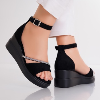 Amrila γυναικεία μαύρα σανδάλια πλατφόρμα Eco Leather - Img 6